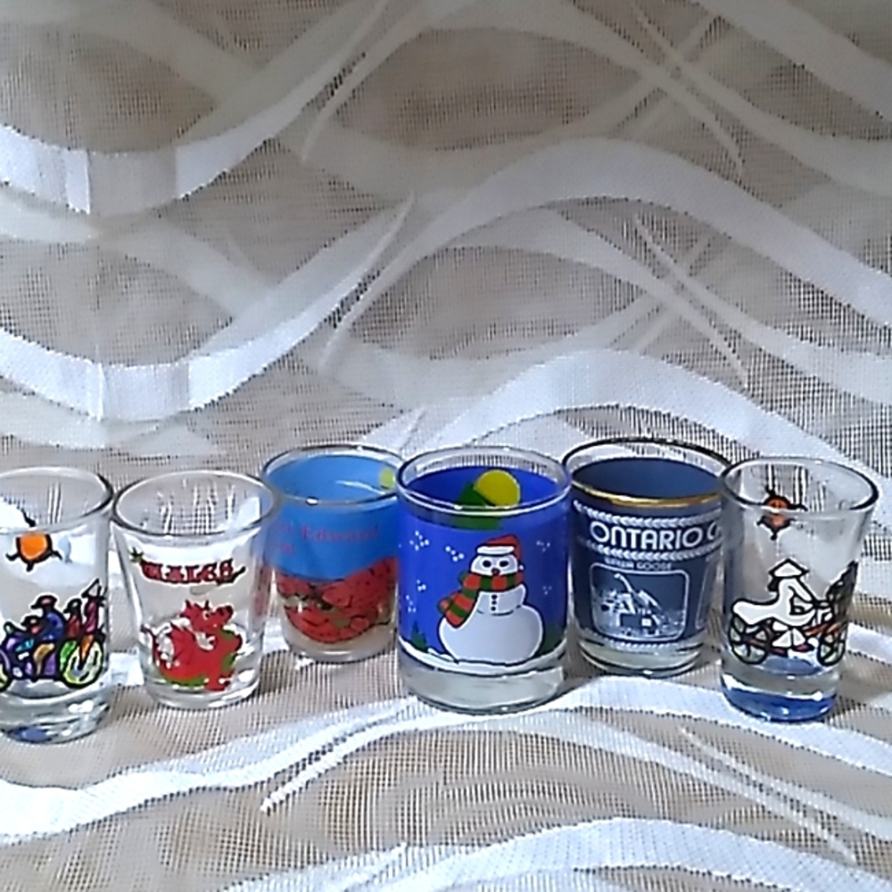 6 different SHOT GLASSES